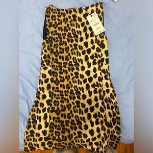 Zara Leopard Print A-Line Skirt in Black and Tan